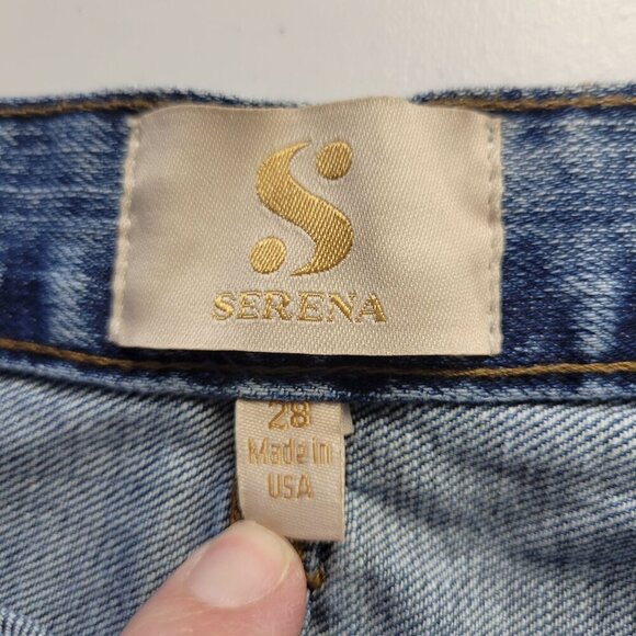 S by Serena Pinch Waist Jeans Womens 28 Button Fly Straight Leg Whiskering USA - Picture 8 of 10